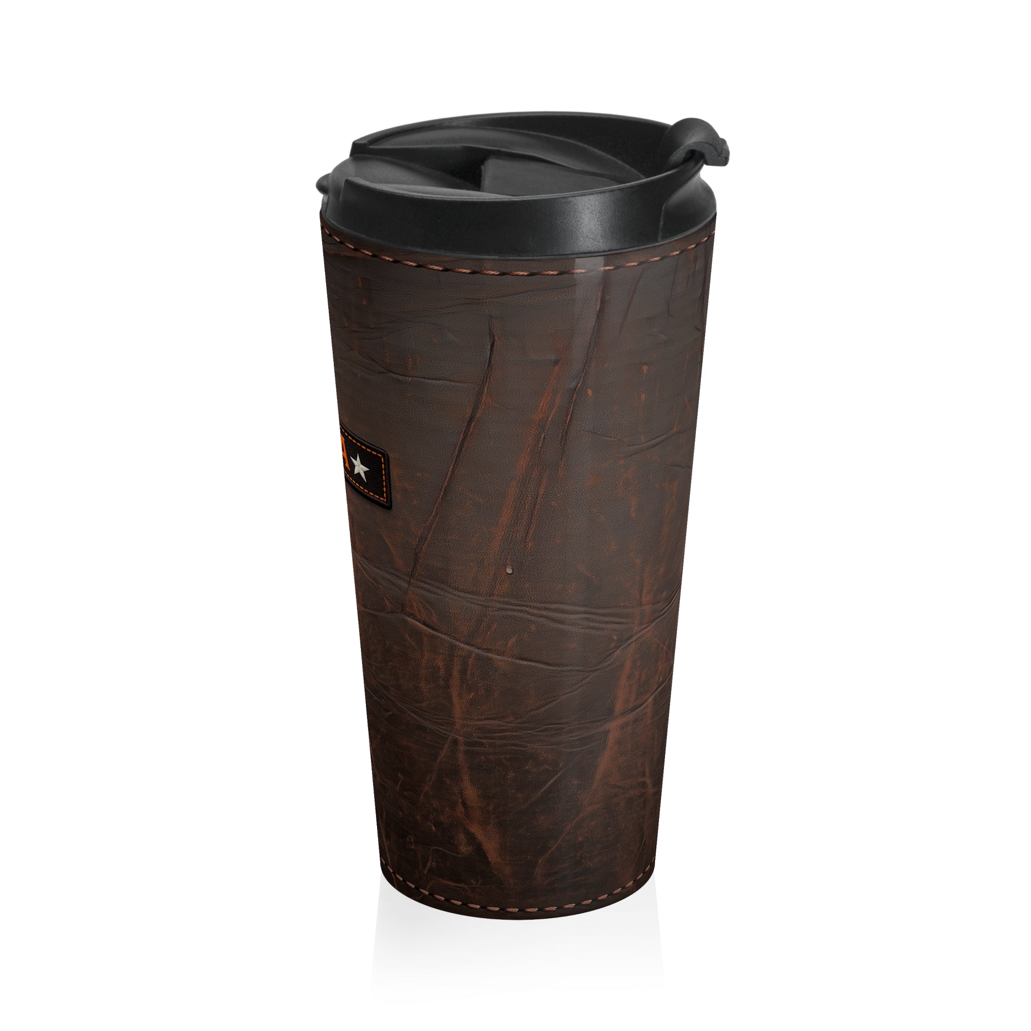 HTBA Signature-Leather-Style Stainless Steel Travel Mug-Insulated Tumbler