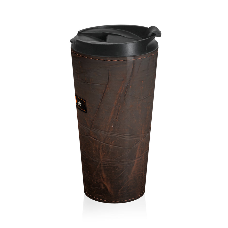 HTBA Signature-Leather-Style Stainless Steel Travel Mug-Insulated Tumbler