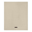 Beige Throw Blanket with HTBA brand label on a white background