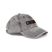 Gray distressed baseball cap with 'HTBA' logo on a white background