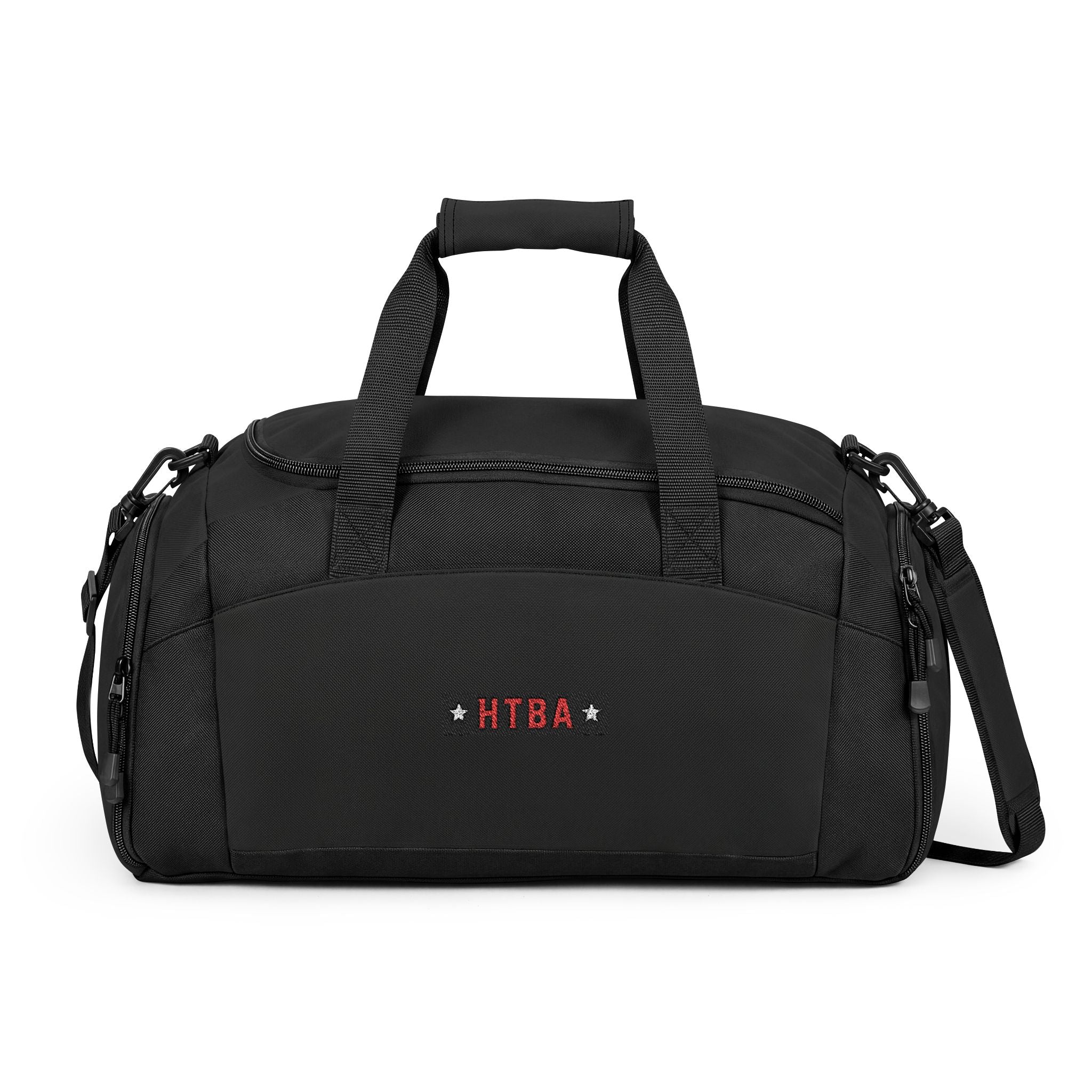 HTBA Duffel Bag - Black - Front on white background