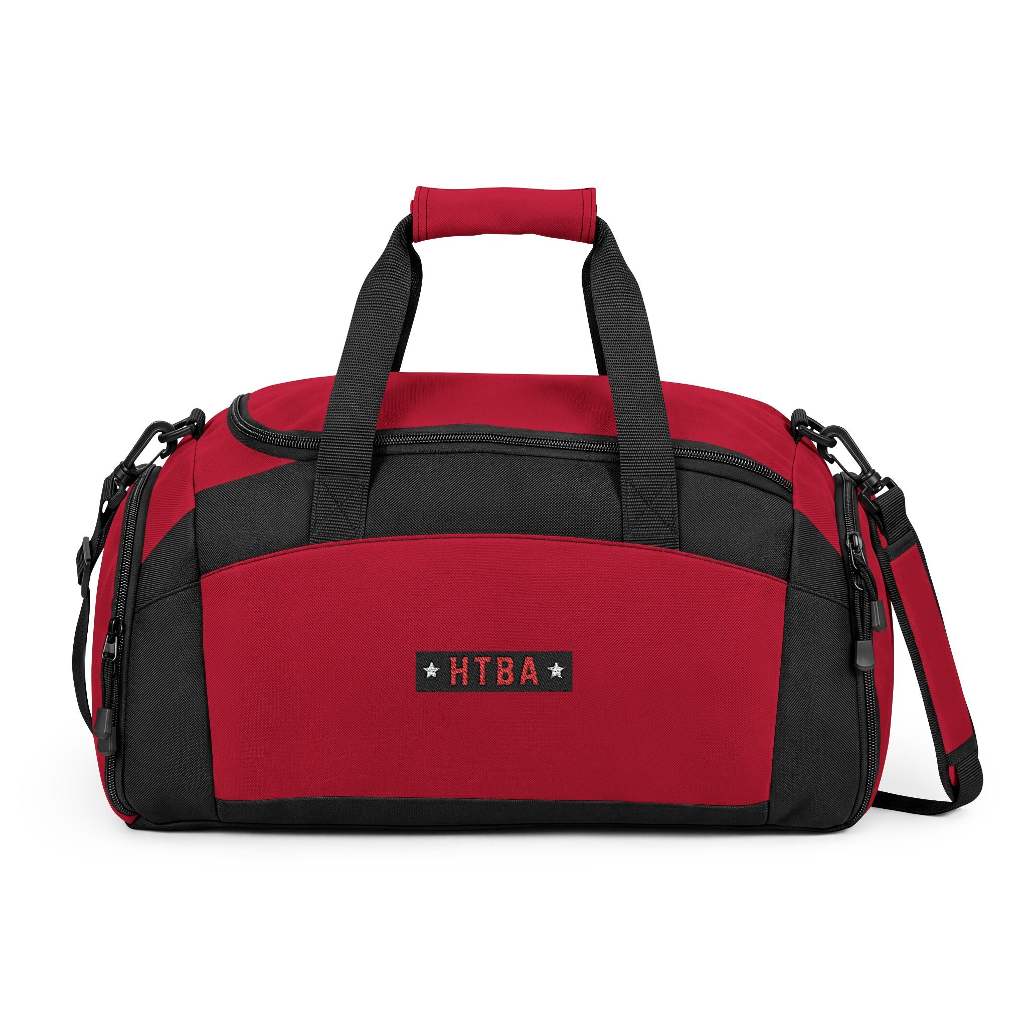 HTBA Duffel Bag - Red - Front View on a White background
