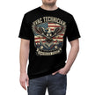 Black t-shirt with HVAC Technician American Pride design featuring an eagle and American flag on a white background.