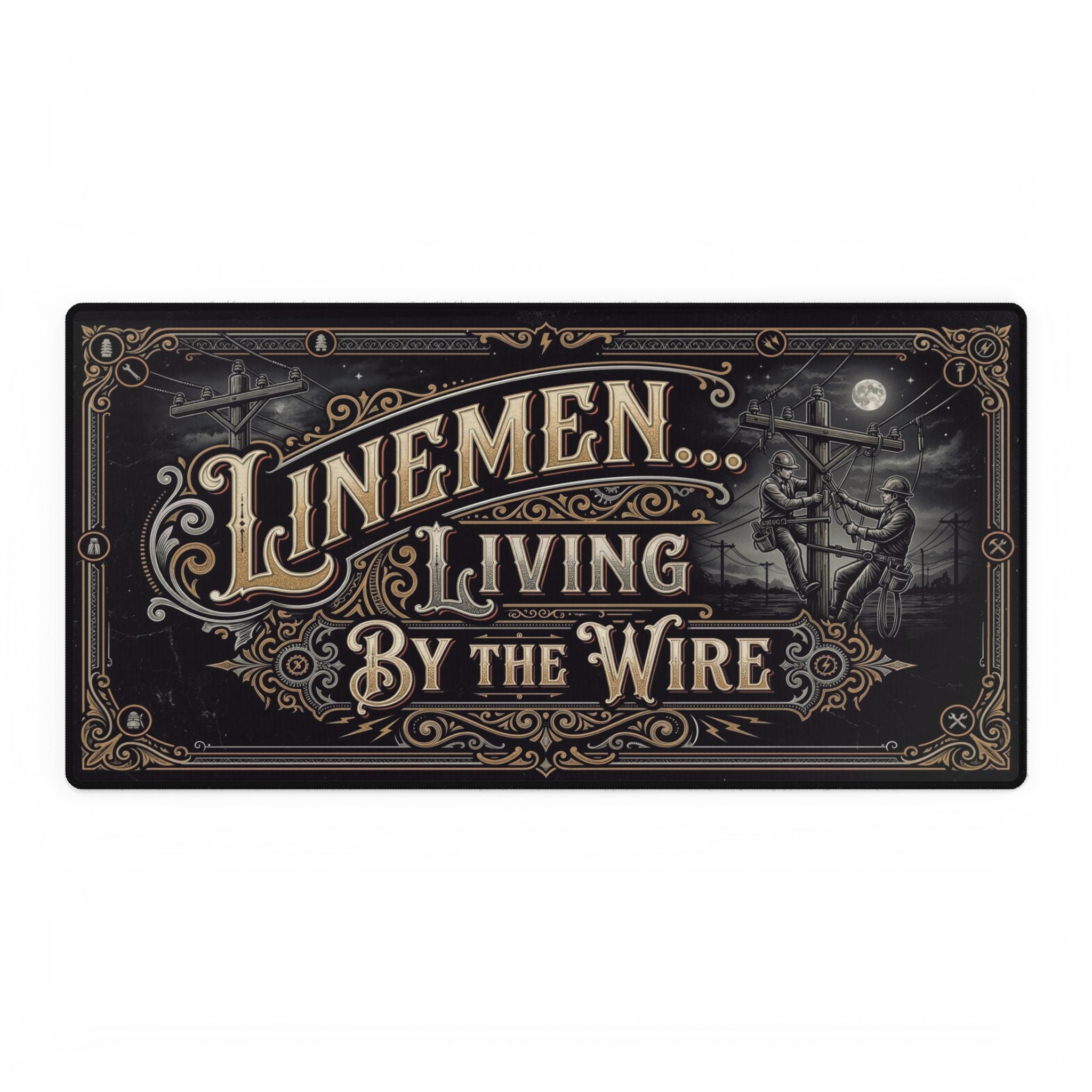 Linemen Desk Mat Mouse Pad-American Heritage-Vintage Style - DCA0126