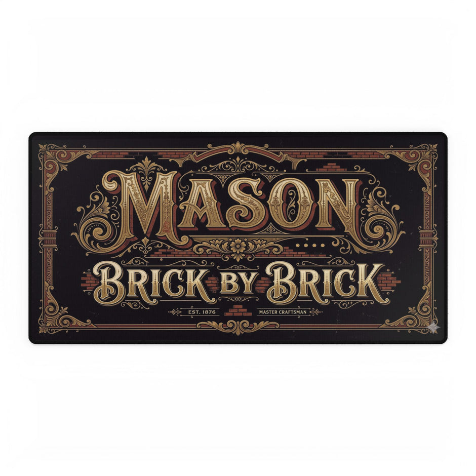 Mason Desk Mat Mouse Pad - Vintage Style on a white background. 