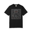 Black t-shirt with a skull and cross tools design on a white background
