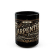 Master Carpenter Coffee Mug with decorative text and branding on a white background