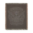 Mechanic Skilled Trades American Pride Decorative blanket with an eagle design draped over a brown chair on a white background