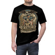 Black t-shirt with 'Plasterer Building America's Foundation' graphic design on a white background