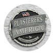 Decorative wall art with 'Plasterers That Coat and Build America' text and American flag on a white background.