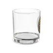 Side view of 10oz whiskey rocks glass on white background