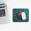 Mouse pad with tile, water droplets and mouse on white background