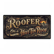 Desk Mat Mouse Pad Design with 'Roofer on a Hot Tin Roof' text and roof illustrations.