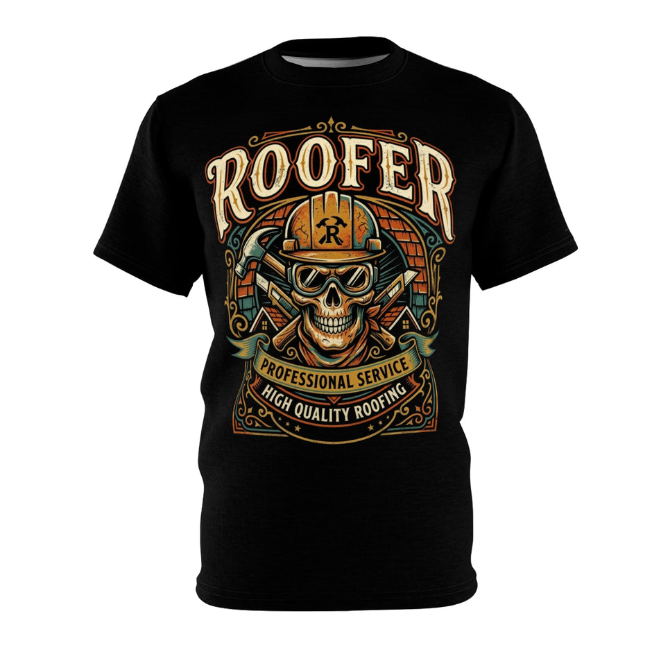 Black t-shirt with a skull and tools graphic and 'Plumber Skilled Trade' text on a white background