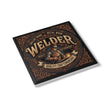 A square coaster featuring a vintage-style welder graphic with ornate circular detailing and the word 'WELDER' in large arched lettering, shown on a clean white background.