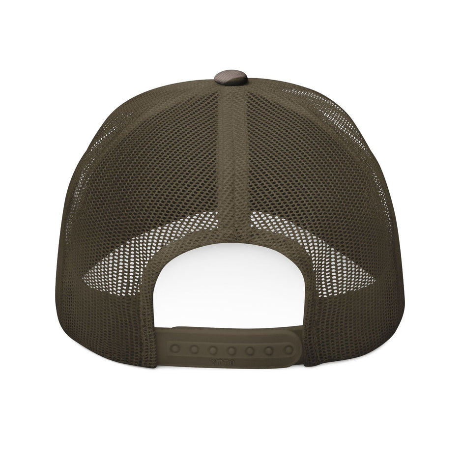 Camo Olive colored cap on a white background