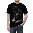 Person wearing a black Welder's t-shirt with a graphic design and 'Hot Metal' text.