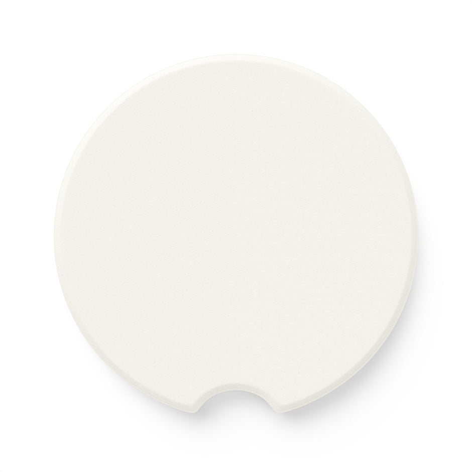Backside of Round car coaster on a white background